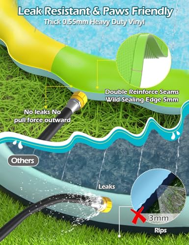Tosekry Colorful Kids Splash Pad with Anti-Slip Function - Water Toy Outdoor, 170CM Dog Pool, Water Sprinkler Water Play Water Play Mat Garden Toy