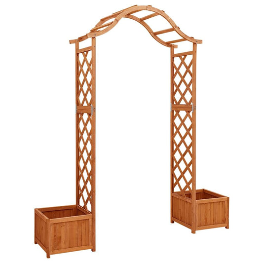 vidaXL Solid Fir Wood Garden Pergola with Planter Flower Arch Arbor Trellis Plant Stand Planter Box Flower Pot.