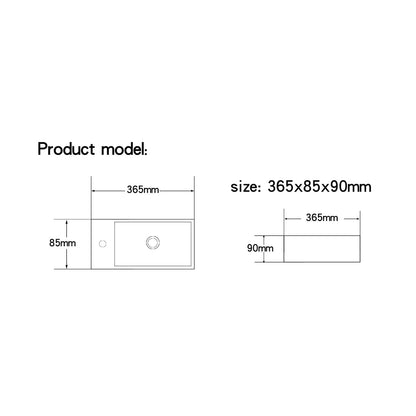 Ceramic Wall-Mounted Small White High-Quality Sink Rectangle Left Hand Sink for Cloakroom Bathroom Toilet