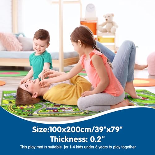 Booooom Jackson Children's Play Mat Road, Train Play Mat, Road Mat for Kids, Car Play Mat, Car Mat for Kids, Non-slip Play Mat, Train Mat, Children's Room Carpets