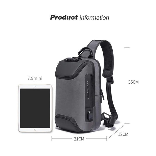 McBecdy Anti-Theft Sling Bag Men's Chest Bag Crossbody Backpack Waterproof Shoulder Bag with USB for Work Travel Hiking (Black)