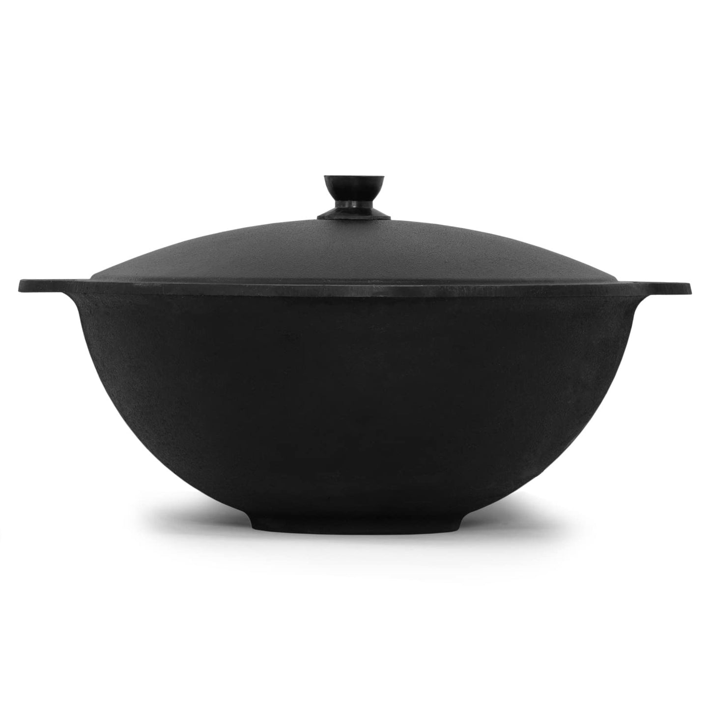 4BIG.fun Kazan made of cast iron 8 L with aluminum lid flat bottom Uzbek Swivel pot NAMANGAN Kasan Uzbek Asian WOK cast iron pot Grill wok