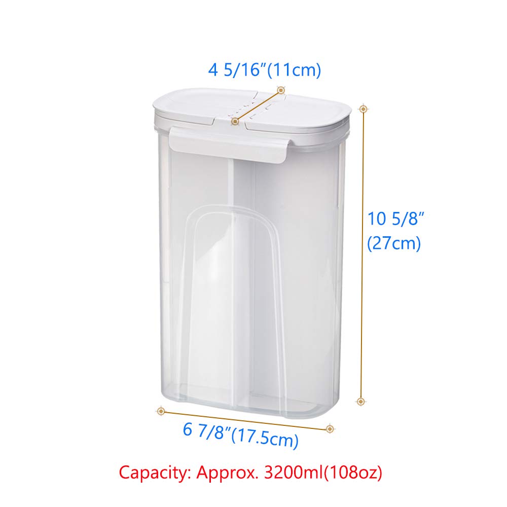 Poeland storage containers with integrated divider / 4 compartments for spaghetti, pasta, cereal, white