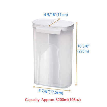 Poeland storage containers with integrated divider / 4 compartments for spaghetti, pasta, cereal, white