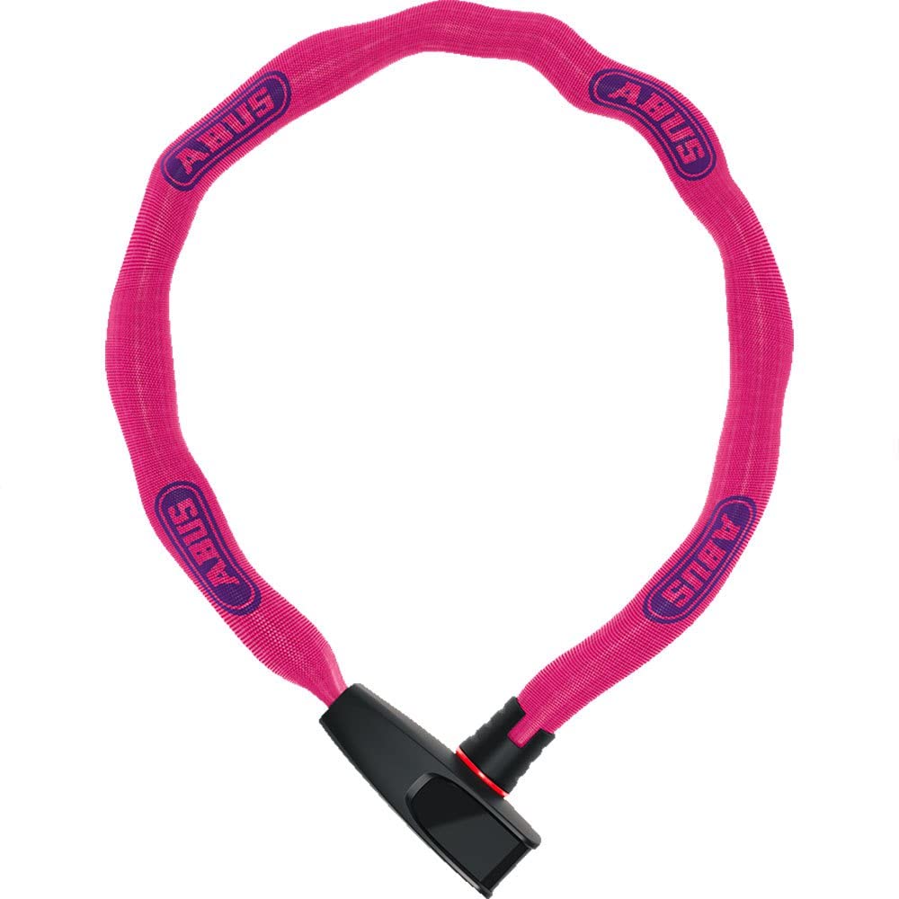 ABUS chain lock Catena 6806K - Lightweight bike lock made of hardened steel with fashionable textile sleeve - Square chain with ABUS security level 6 - 85 cm - Pink