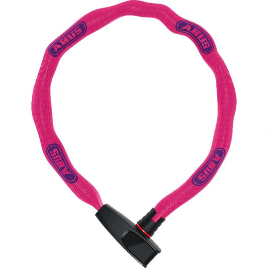 ABUS chain lock Catena 6806K - Lightweight bike lock made of hardened steel with fashionable textile sleeve - Square chain with ABUS security level 6 - 85 cm - Pink