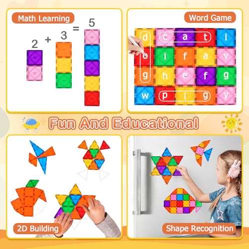 CUIOLTOY Magnetic Building Blocks, 121 PCS Magnetic Building Set with 2 cars and 1 Ferris wheel STEM Montessori Magnet Toy for Kids Gift from 3 4 5 6 7 8 Years Building Blocks Children's Toy