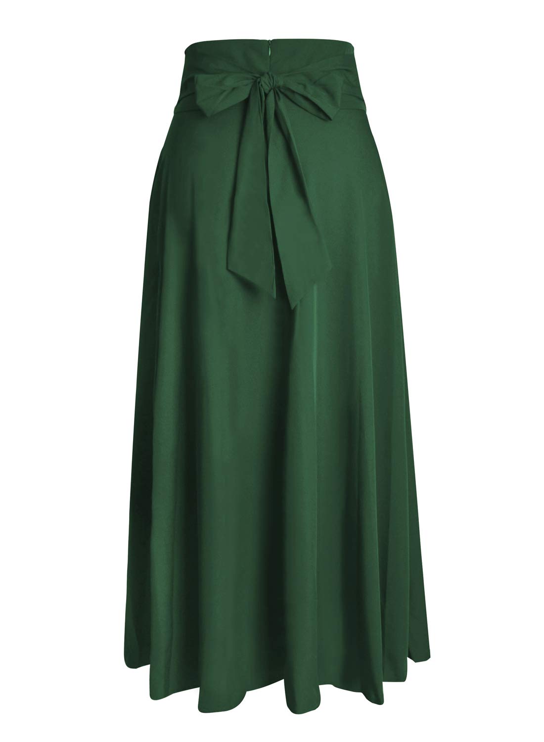 Dark green women's traditional skirt high waist midi A-line long wide elegant traditional festive maxi skirt with slit pockets pleated skirt pleated skirt lightweight beach skirt summer skirt S