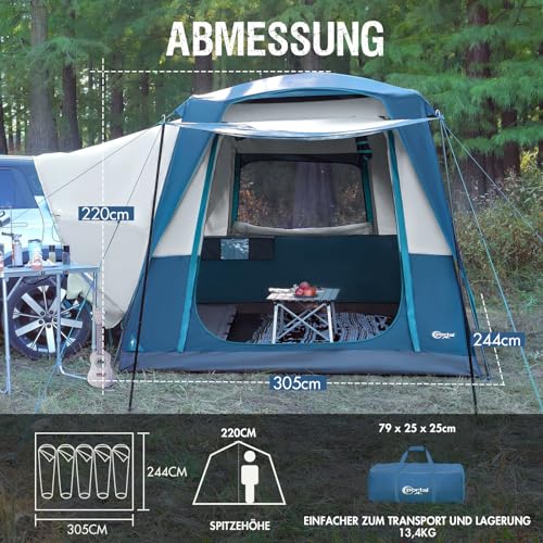 Portal Rear Tent 4-5 Person 2-in-1 Car Tent Camping 2000mm Waterproof Camping Tent with Tailgate for Camping, Outdoor, Hiking