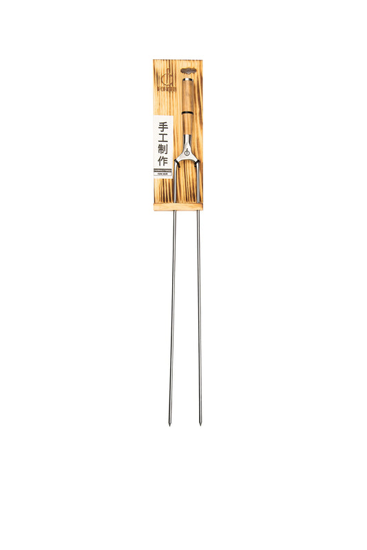 Forged Churrasco grill skewers 60cm, olive wood handle, stainless steel, fork skewer