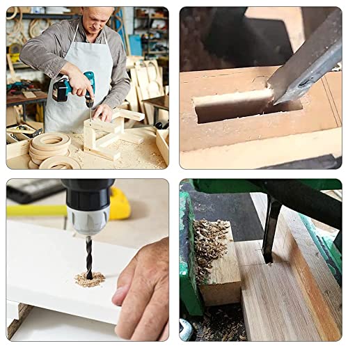 Square Hole Drill Bit Wood, 6 Pcs Square Hole Drill Bit Set Steel Woodworking Tools Spiral Drill Kits for Woodworking 6.35mm/8mm/9.5mm/12.7mm/14mm/16mm