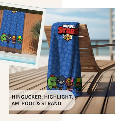 MTOnline retailer Bath towel, kids, 70x140cm, 100% cotton, soft, absorbent towel, beach towel for boys and girls (Brawl_Stars)