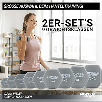 Miweba Sports Neoprene Dumbbell Set NKH100 | 𝐏𝐫𝐨𝐟𝐢 Dumbbell - Hex Dumbbells Set - Dumbbells - Dumbbell Set - Gym Dumbbells - Dumbbell Set - Dumbbell - 0.5-10 Kg (2X 5.0 kg, Green)