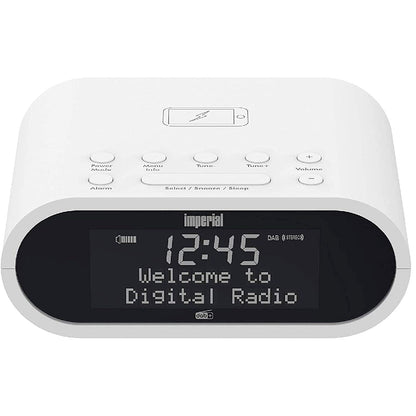 Imperial DABMAN d20 radio alarm clock (DAB+ / DAB/FM, mono, alarm, clock radio, wireless charging function, favorite memory) white.