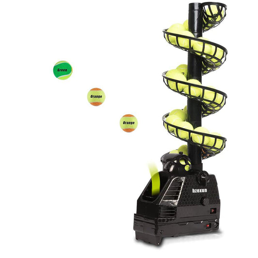 hzexun Tennis Ball Machine Tennis Ball Throwing Machine Lightweight Tennis Toss Machine Plug/Batteries 30 Balls with Oscillation for Adults Kids