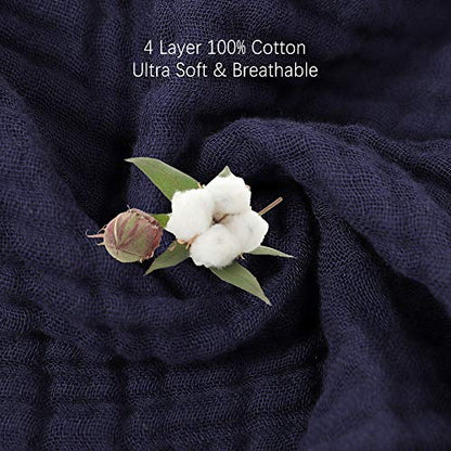 EMME Muslin Blanket, 100% cotton, 4-layered, bedding for adults and babies, 55" x 75", light, soft, breathable, all-season blanket, solid, pre-washed, grey.