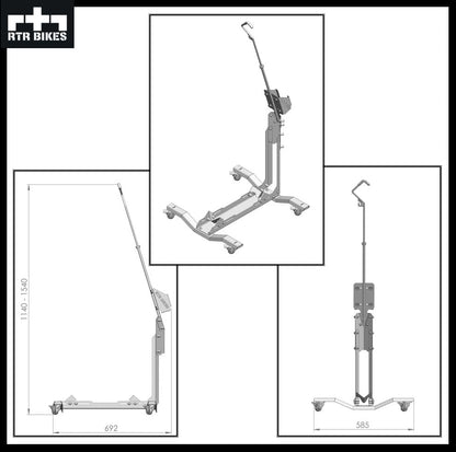 RTR BIKES BRUTUS UP PRO Professional Freestanding Bike Stand - Perfect for your garage, home, or bike shop.