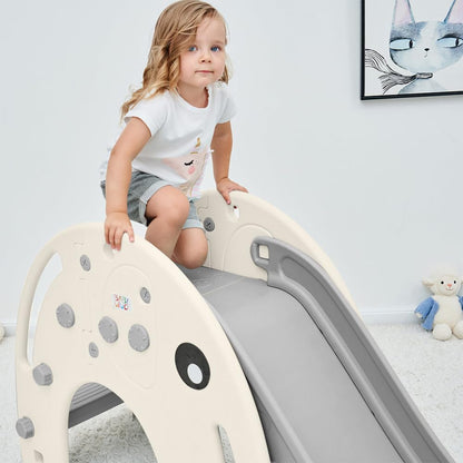 Baby Vivo Kids Slide Children Slide Garden Slide Toddler Slide Plastic Elephant with rounded corners & edges for Indoor & Outdoor in Gray/White