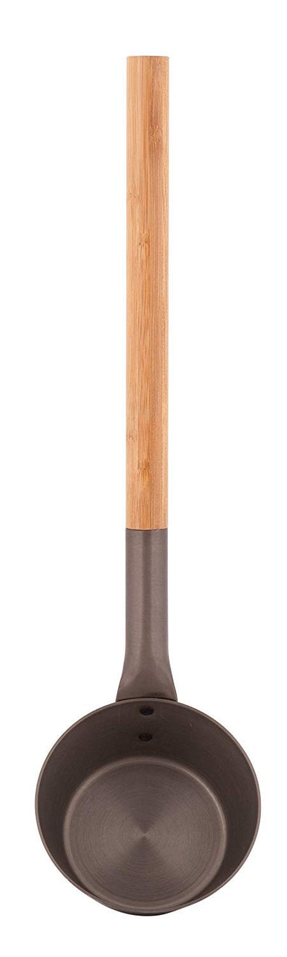 Rento Design Sauna Ladle - aluminum with eco-friendly heat-treated bamboo handle, tar brown anthracite.