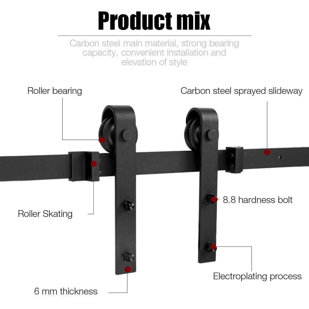 300cm sliding door kit, sliding door system for interior doors, complete set with pulleys for hanging rails (300cm)