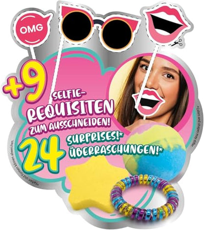 INKEE Bath & Beauty Advent Calendar for Kids - Bath Fun Toy Advent Calendar for Girls, Christmas Calendar with bath bombs, bath ball, bath salts & hair accessories.