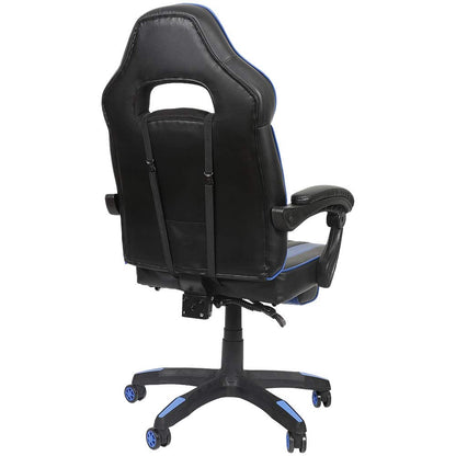 Melko Gaming Chair Ergonomic Office Chair with Footrest in Black Blue Racing Chair Office Desk Chair Executive Chair Gaming Armchair Gamer Chair Racer Swivel Chair Sports Seat