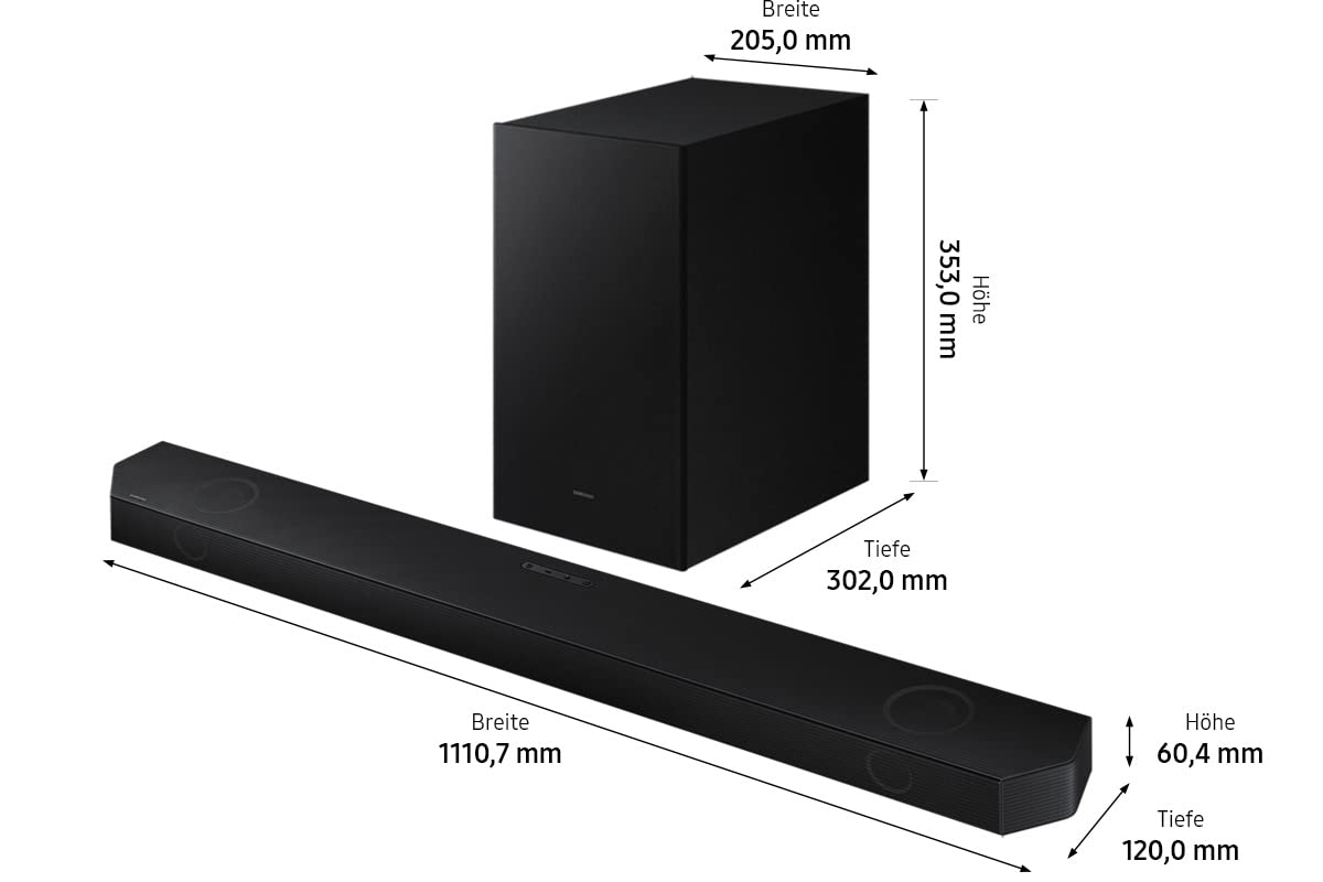 Samsung HW-Q710B 3.1.2-Channel Q-Soundbar (German model), wireless Dolby Atmos/DTS:X, Q-Symphony, SpaceFit Sound [2022]