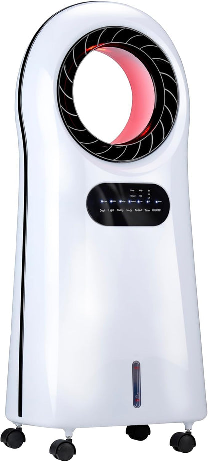 YOUNG LIFEBLADE Portable air conditioner without exhaust hose, with remote control, 8 hr timer, 60 dBA, 2in1 - air cooler, humidifier, mobile fan with water cooling, quiet portable air conditioner...