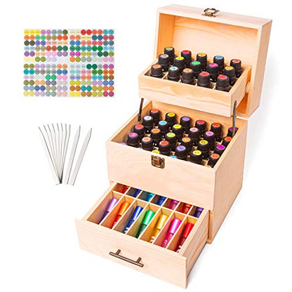 CHSEEA Essential Oil Display Stand Holder Organizer, 59 Holes Wooden Box Storage Case for Nail Polish, Perfume Oils, Essential Oils, Stain, and Lipstick #4