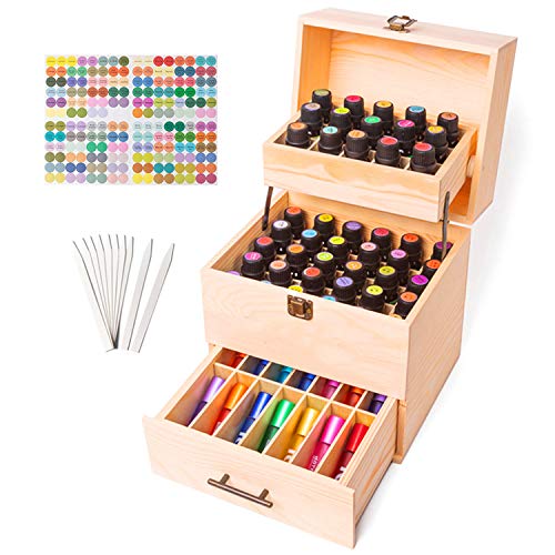 CHSEEA Essential Oil Display Stand Holder Organizer, 59 Holes Wooden Box Storage Case for Nail Polish, Perfume Oils, Essential Oils, Stain, and Lipstick #4