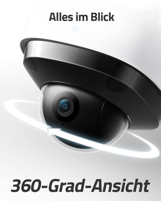 eufy Security Floodlight Cam 2 Pro surveillance camera with spotlight, 360-degree pan and tilt function, 2K Full HD, smart lighting, weatherproof, A.I. technology, free usage.