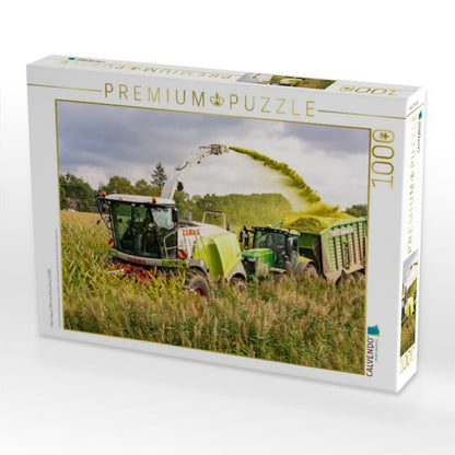 CALVENDO Puzzle Claas Jaguar 950 and John Deere 6250R | Puzzle size cm Photo puzzle for happy hours