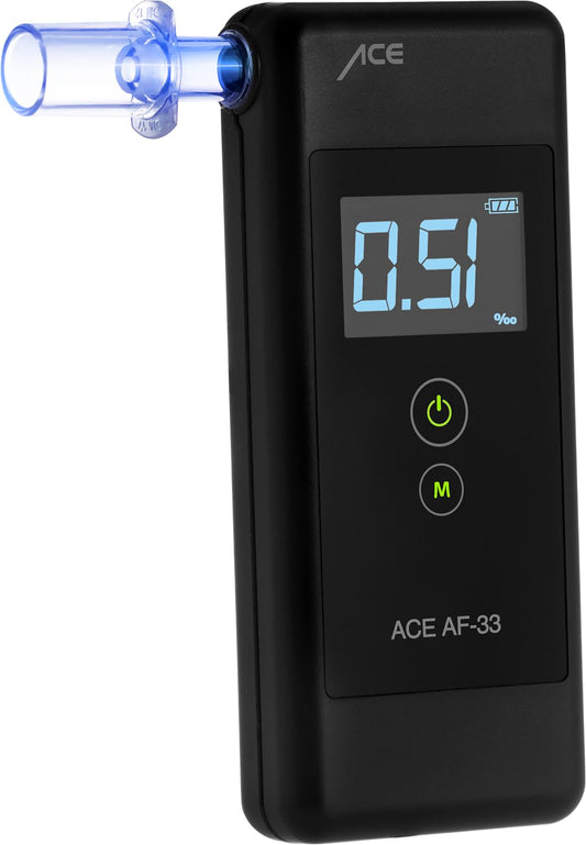 ACE AF-33 Alcohol Tester - the #1 alcohol tester according to AUTO BILD (comparison 2022/23) - police-precise alcohol/blood alcohol tester, black