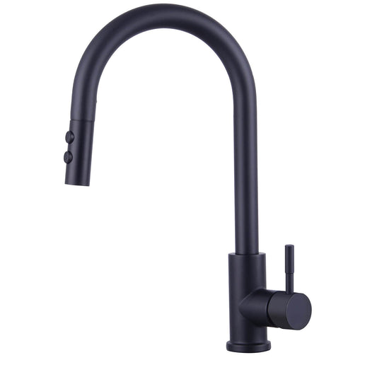 Black Kitchen Faucet, High Pressure Pull-Out 360° Swivel Kitchen Tap, Single Lever Sink Faucet with 2 Spray Modes, High Arc Kitchen Mixer Tap, Pull-Out Stainless Steel Kitchen Faucet.