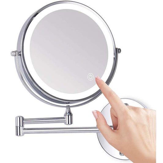 Loywe Illuminated Makeup Mirror 10x with LED Lighting Wall Mount Touchscreen for Bathroom, Beauty Studio, Spa, and Hotel EU Plug, LW70