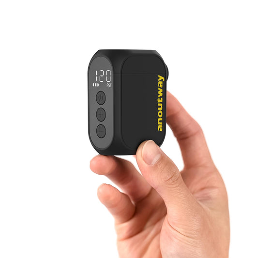 Tiny Pump Anoutway mini bike pump, electric air pump with digital gauge, electric bike air pump, automatic shut-off for mountain bike, city bike, and road bike AT1 PRO.