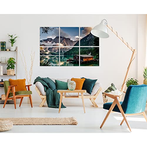 JBER JBER Art Acoustic Panels, 6-pack self-adhesive large wall art paintings for wall decoration, sound-absorbing panels for recording studio, living room, and bedroom, 72x48inchMountain Cabin