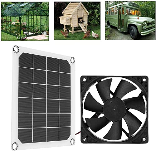 EVTSCAN solar-powered roof ventilation system, powerful fan and 10W solar panel set for greenhouse, pet dog chicken house, attic, gable, and storage cooling ventilation.