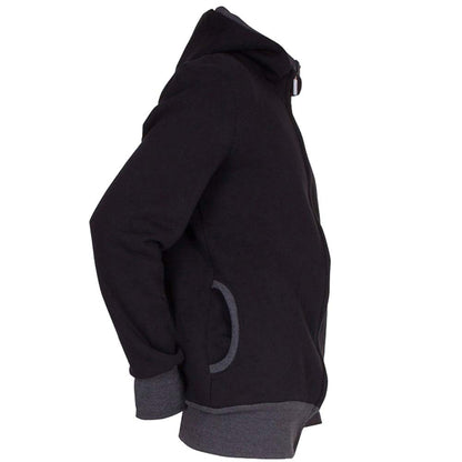 Amropi Kangaroo Hoodie Baby Carrier Men's Pullover Winter Warm Baby Carrier Coat Black, L