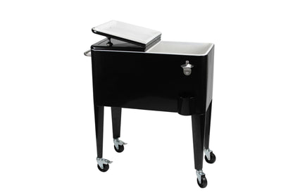 Kailua Cooler - American cooler box, cooler cart, party drink cooler, black.