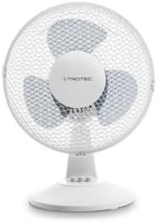 TROTEC Desk Fan TVE 10 - 25 watts, oscillating 80°, 2 speeds, Ø 23 cm, very quiet, white