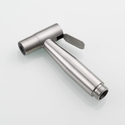Tecmolog Bidet Sprayer Set with 3-way diverter valve, 3/8"-12/17 hose, and drill-free shower head holder in brushed nickel, WS024F8