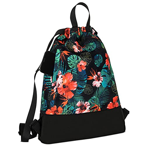 LARKSON Gym Bag Women & Men Flower Pattern - No. 7 - Backpack for Women for Sports and Festivals - Small Backpack with Inner Pocket - Outer Pocket for Quick Access