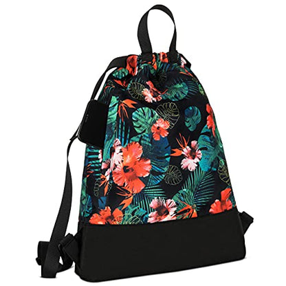 LARKSON Gym Bag Women & Men Flower Pattern - No. 7 - Backpack for Women for Sports and Festivals - Small Backpack with Inner Pocket - Outer Pocket for Quick Access