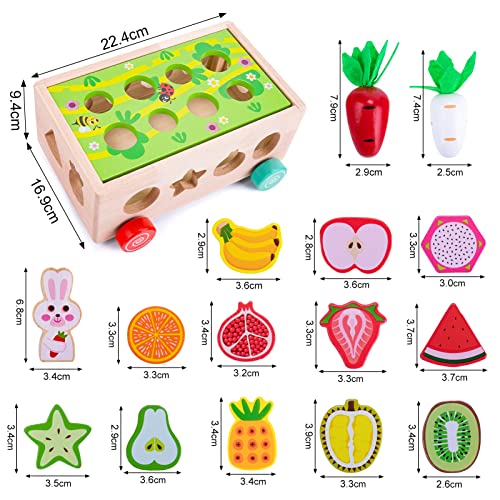 XIAPIA Montessori learning game for 4 5 6 years, educationally valuable for learning numbers, children's math learning toy made of wood, gift for preschool boys girls (carrot cart)