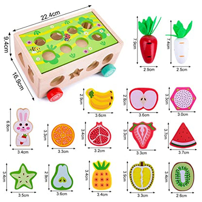 XIAPIA Montessori learning game for 4 5 6 years, educationally valuable for learning numbers, children's math learning toy made of wood, gift for preschool boys girls (carrot cart)