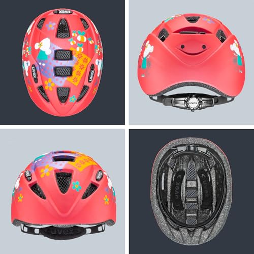 uvex Kid 2 cc - Lightweight helmet for children - adjustable sizing - expandable with LED light - Coral Mouse matte - 46-52 cm