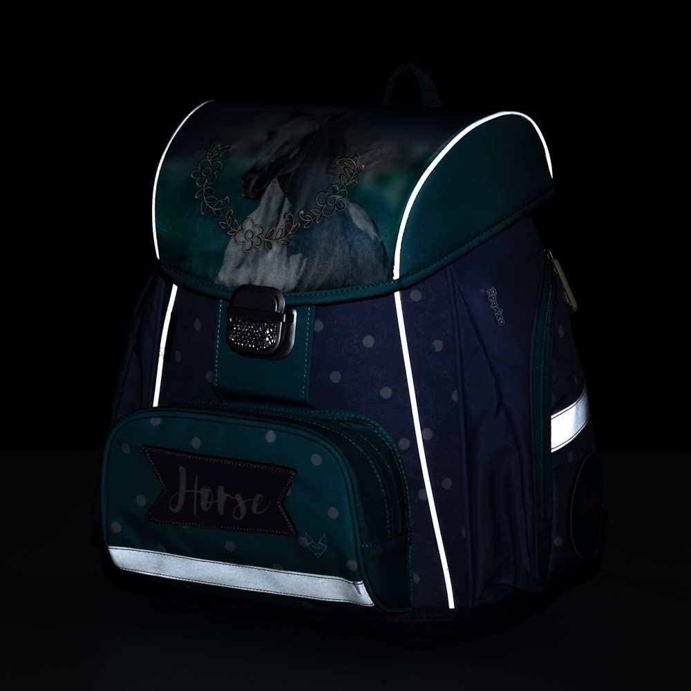 Horse Backpack Set for Girls 1st Grade 4-piece set for primary school ergonomic and anatomical incl. pencil case gym bag binder box