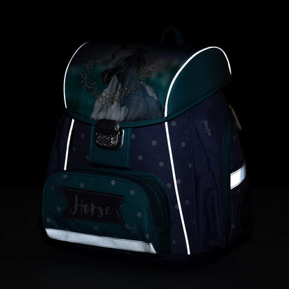 Horse Backpack Set for Girls 1st Grade 4-piece set for primary school ergonomic and anatomical incl. pencil case gym bag binder box