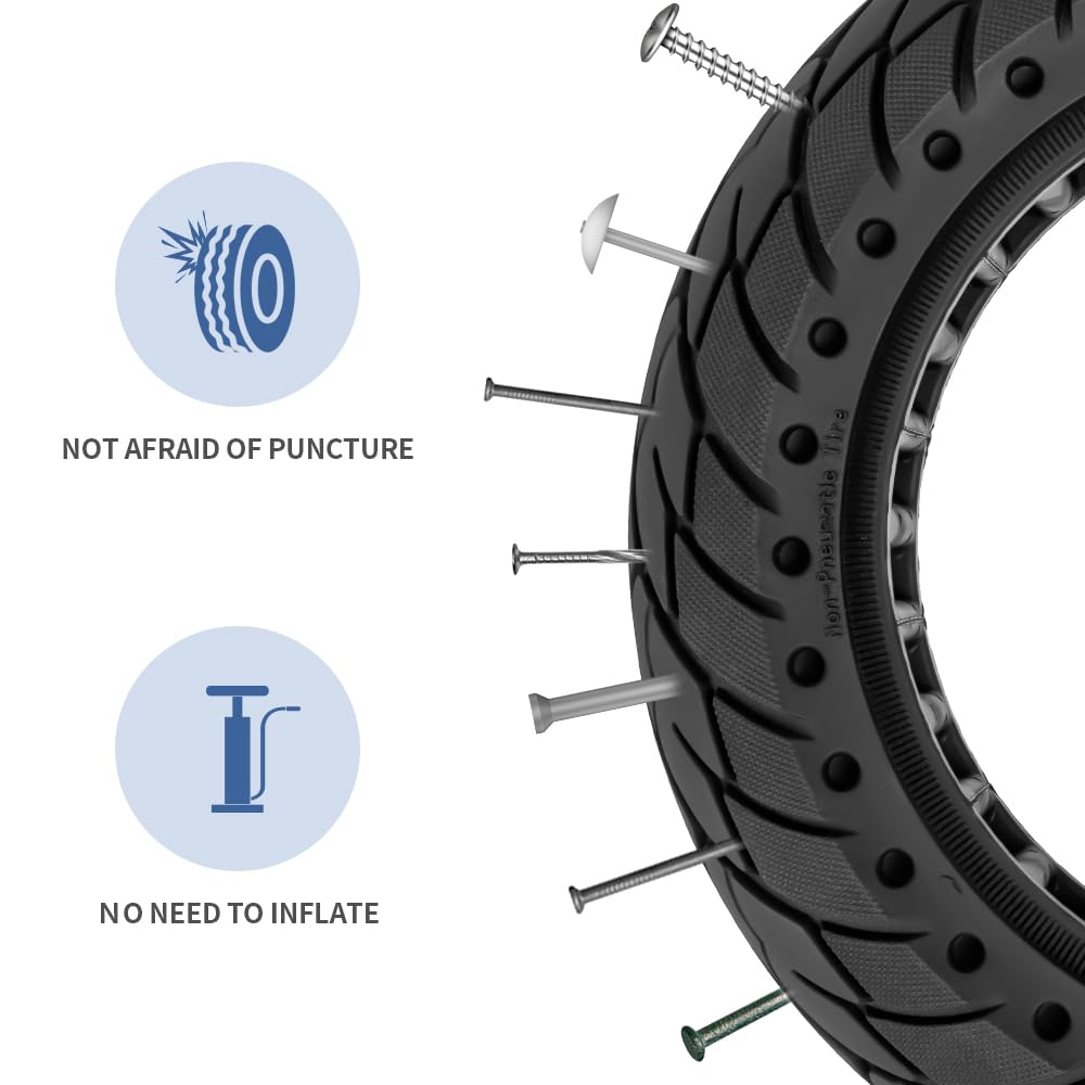 Prodrocam 10 x 2.5 solid rubber tires 60/70-6.5 for Segway Ninebot Max G30 electric scooter 10 inch replacement wheels for scooter (1 piece)